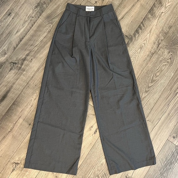 Verafied New York High Rise Slouchy Wool Blend Gray Wide Leg Trouser Pants- S - Picture 7 of 16
